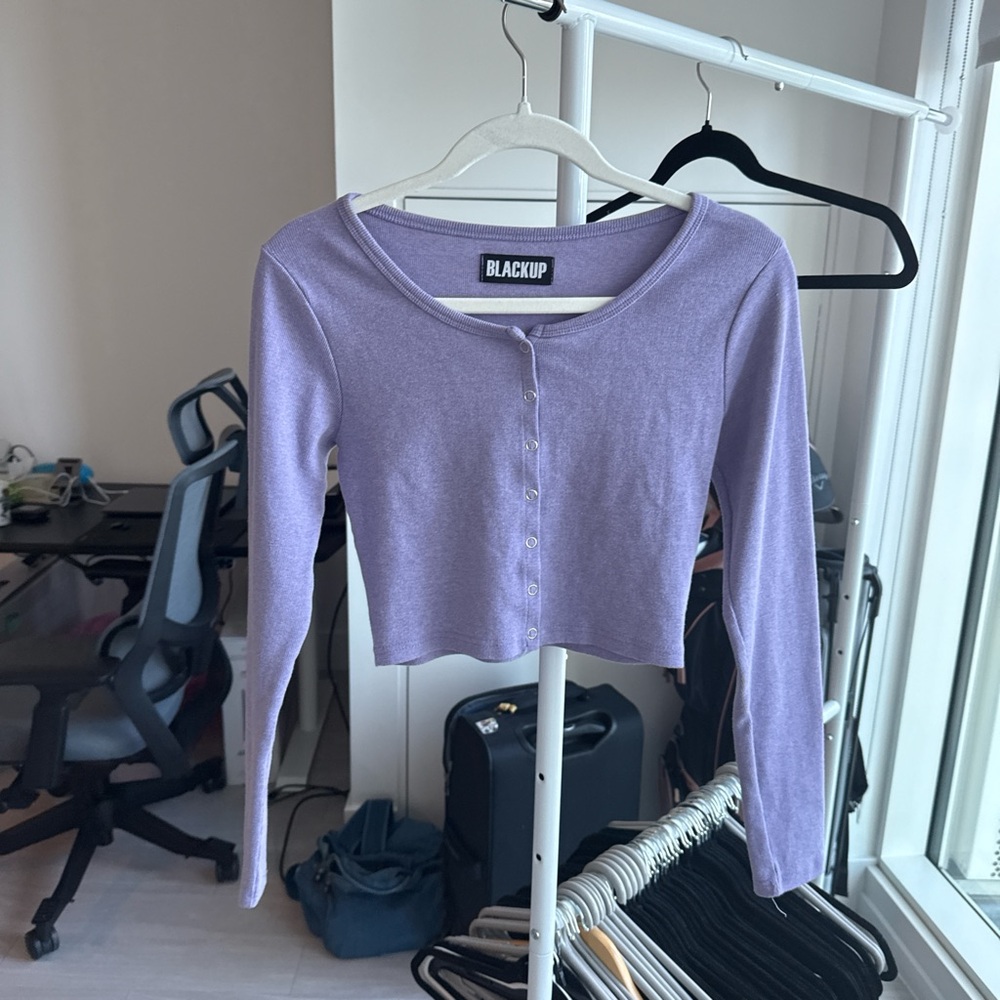 Purple Long Sleeve Crop Cardigan